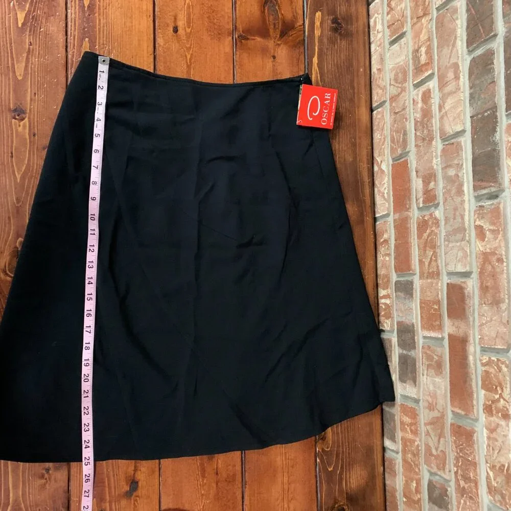 NWT Oscar De La Renta Black Women's Knee Length Comfort Stretch A-Line Skirt 12